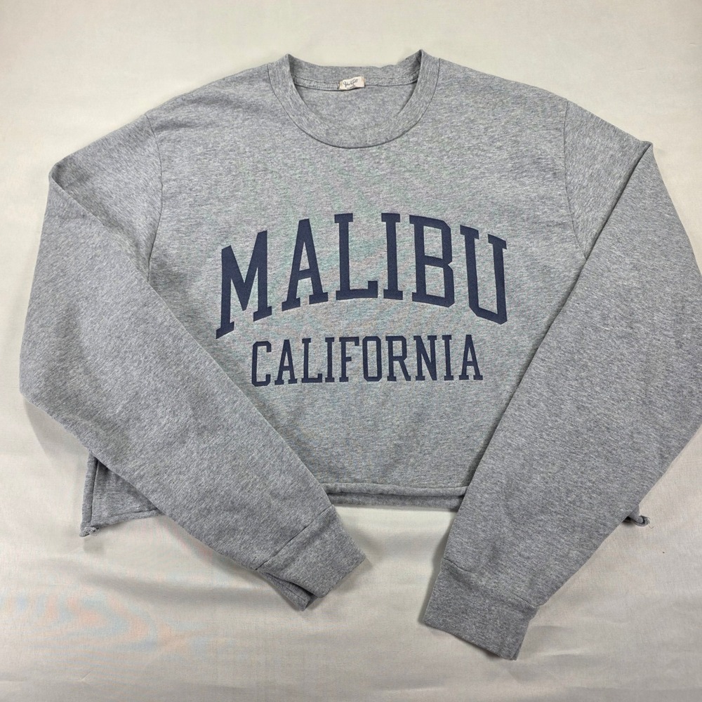 John Galt Brandy Melville Malibu California Gray Cropped Sweatshirt Size M